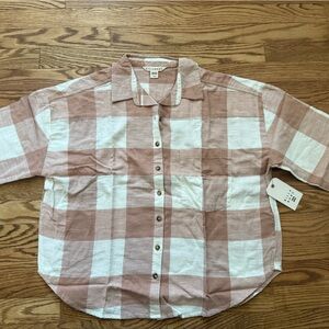 Billabong Flannel Shirt in White and Tan